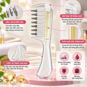 Lược Thoa Dầu 7 Đầu Lăn Bi Kim Loại Có Bình 10ml – Lược Thoa Serum Tinh Dầu Massage Da Đầu Tiện Lợi