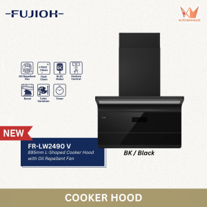FUJIOH - 895mm L-Shaped Cooker Hood with Oil Repellent Fan (Black/Gray) | FR-LW2490 V