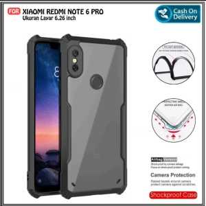 HARD CASE Xiaomi Redmi Note 6 Pro Soft Hard Casing Fusion Crack Shockprooft AirBagTpu HD Transparent Acrylic Bening Premium Executive Exellent Quality Cover Bonus Pengiriman Cepat PROMO BISA COD Di ROMAN ACC