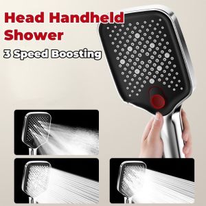 Head Handheld Shower Three Adjustable Bathroom Square Shower Extra Large Panel Powerful Boost Head