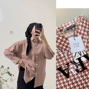 Atasan wanita lengan panjang/ Atasan hostut barbie/ kemeja monocrhome/ celana cargo barbie/ setelan barbie