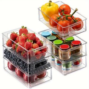 Fridge Food Box Acrylic Refrigerator Storage Bin with Handle Clear Plastic Food Organizer Multifunctional Storage Box