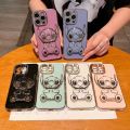 Soft Case Oppo A53 A53s A33 4G 2020 Silicon Dudukan Miror Cute Stich Plating Handphone. 