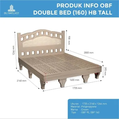Divan OBF TALL 90x200/ Ranjang Plastik OBF Olymplast Bed Foundation 160x200 /Divan Plastik Sandaran Tinggi