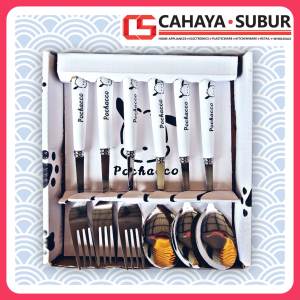 Set Sendok Dan Garpu Makan Karakter OKO 6Pcs Stainless Steel Lucu Unik Souvenir Hadiah Gift