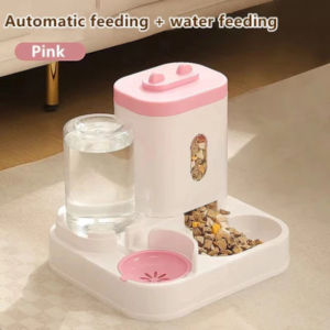2 In 1 Automatic Pet Food Water Dispenser Gravity Self Feeder Food Bowls Large Capacity Removable