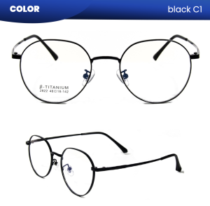 IOOI Eyewear - Kacamata Bulat Titanium Anti Radiasi Blueray Photocromic Wanita Pria 2822