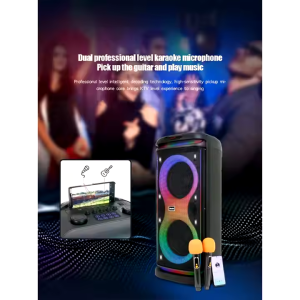 BTS-1995  200W Coloured light  Portable party speaker with powerful sound   2 rechargeable Wireless Mic Bluetooth