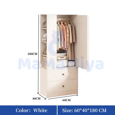 MaMaMiya Wardrobe Wood Clothes Storage Multi-layer Large Capacity Durable Storage Cabinet