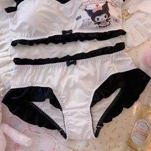 SPICYG Bra Push-up Girl Soft Girl Halter Neck Kulomi Hip-wrapped Panties Underwear Set Ice Silk Underwear Women Pantys For Women Cotton