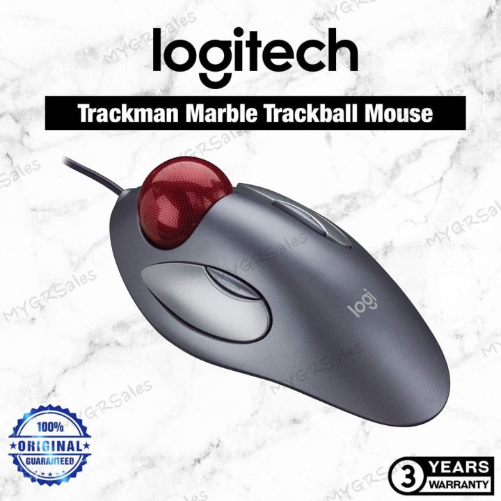 Logitech Trackman Marble Trackball Mouse Wired USB, with 4