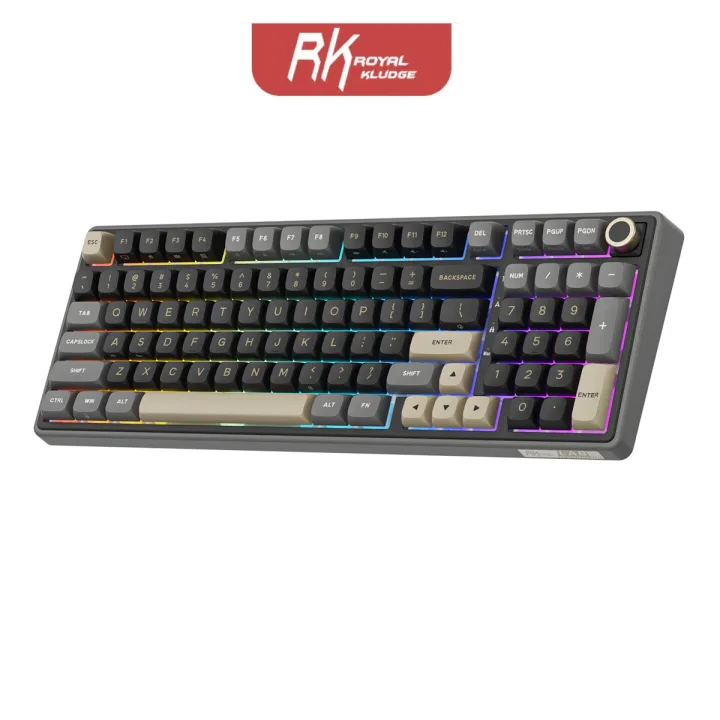 RK Royal Kludge RK R98Pro Phantom 98 Key 98% RGB berwayar dengan Keyboard mekanikal Knob