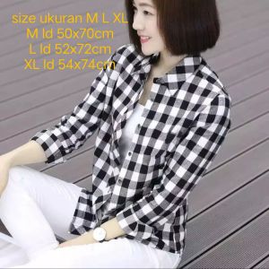 Kemeja Panjang Kerja Kantor Planel Flanel Wanita Motif Catur Kotak Kotak Hitam Putih / HEM ANAK ANAK REMAJA DAN DEWASA KEREN BERBAHAN PLANEL TEBAL Adem Di pakai Model Terbaru Harga Termurah / BAYAR DI TEMPAT