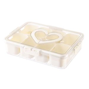 DELWINS Large Capacity 4/8 Grids Food Divided Serving Tray Plastic Sealed Snack Fruit Tray Multifunctional Reusable Food Preservation Store Box for Home