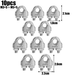 10Pcs U Type Steel Wire Rope Clamp Fixing Clips M3/5 Cable Sleeve Clip 304 Stainless Steel Hardware Sling Fastener Accessories