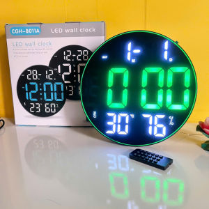 Đồng hồ Led cao cấp treo tường để bàn có remote điều khiển mẫu to 30cm - T0496