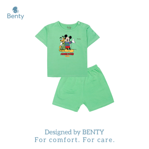 Bộ cộc tay cài vai in hình Mickey BT062 chất vải mềm mịn đồ bộ trẻ em cao cấp bé trai bé gái