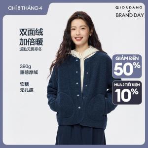 GIORDANO áo khoác nữ cổ tròn chất vải nhung form rộng Free Shipping 05372859