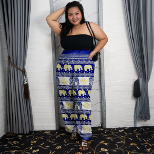 Kulot haigwaist motif super jumbo wanita resleting bawahan
