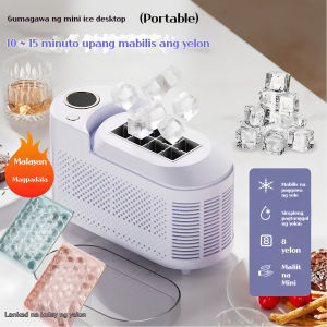 Compact Portable Ice Maker Quickly Produces 8 Cubes in 10 Minutes Quiet Energy-Saving Countertop Machine w/ Car Adapter
