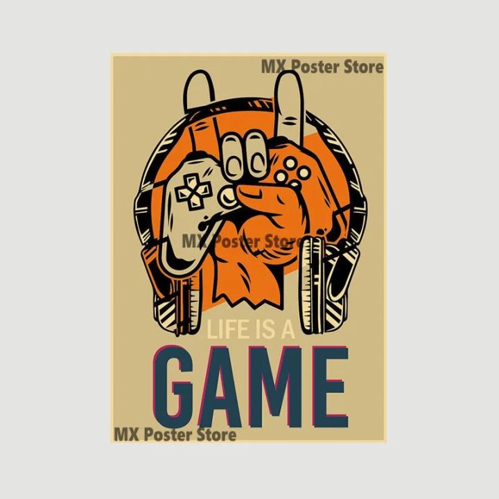 Retro Gaming Quotes Kraft Paper Posters Funny Game Wall Art Prints
