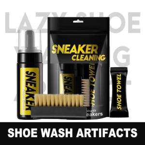 【One Cat Shop】3 in 1 Premium Shoe Cleaner Kit Foaming Fabric Cleaner Brush and Towel for Athletic Shoes Mesh Faux Leather White Shoes and Sneakers