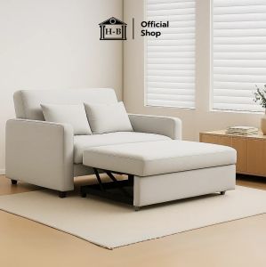 HomeBest โซฟาผ้าเบดปรับนอน 2 ที่นั่ง หุ้มผ้าแคนวาสเกรดพรีเมียม เบาะนุ่มสบาย สามารถปรับนั่งหรือนอนได้สะดวก