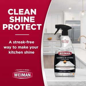 Weiman Quartz Countertop Cleaner and Polish - 24 Ounce (2 Pack) with Microfiber Towel Included - Clean and Shine Quartz Countertops Islands and Stone Surfaces UV Protection Orange Citrus Scent