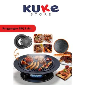 KUKE Panggangan BBQ Bulat 32Cm Ultra Grill Pan Drip Pan Plate Anti Lengket / Alat Pemanggang Daging Ala Korea Smokeless Kompor Portable Alas Panggang Serbaguna