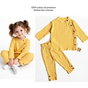 Kimono RIB Piyama Loevedede Baju Celana Stelan Pakaian Anak Cewe Lucu Murah Terlaris Cod Baby