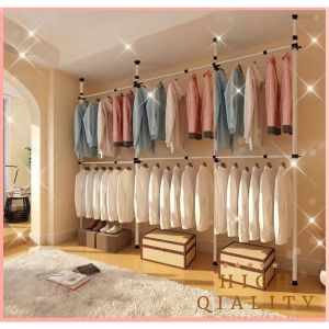 ราวแขวน ราวแขวนเสื้อ ชุดกลาง 4 ราวแขวน (ขายดี) ราวแขวนผ้า ราวแขวนไม่ต้องเจาะ ประกอบง่าย ใช้แทนตู้เสื้อผ้าได้ดี ฟรีไม้สอย/วิงแขวน