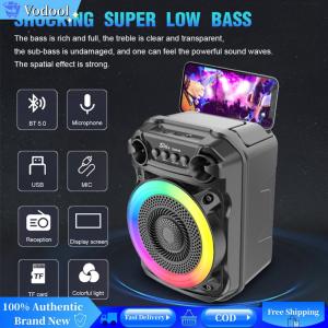 [Vodool Brand Center]Portable Speaker Stereo Sound Wireless Speaker RGB Lights with Microphone Suitable for Home Theater Outdoor Dance Party
