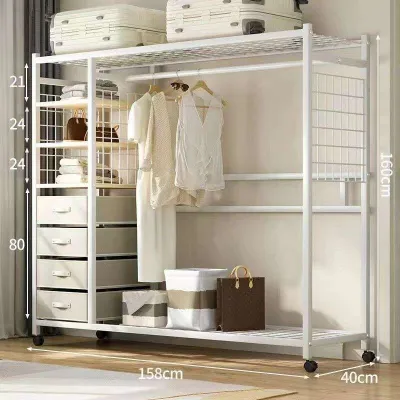 Multifunctional Open Wardrobe Simple Wardrobe Floor-standing Type Wardrobe Cabinet Steel Closet