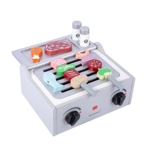 JIVE Wooden Table Top Pizza Parlor OR BBQ Barbeque Set Pretend Play Kitchen Toy for Kids Girls Boys Toddlers