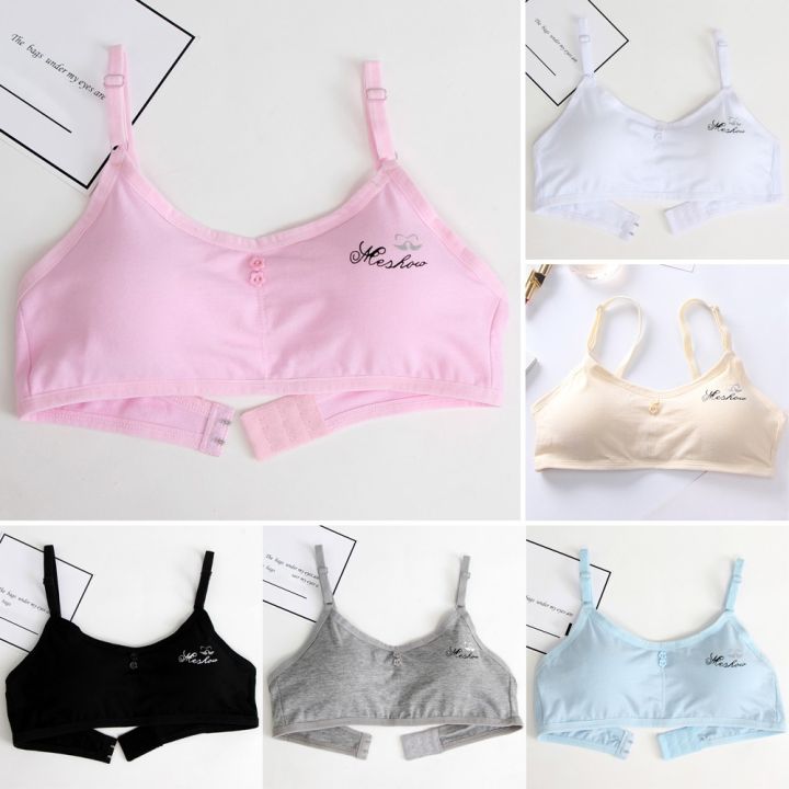 Kids Bra Girls Soft Cotton Comfy Puberty Teenager Solid Breathable  Underwear 10-15Years Young