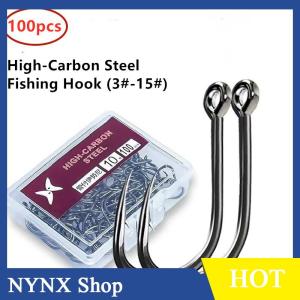 [NYNX] 1 Box High Carbon Steel Circle Fishing Hooks Freshwater Fishhook Hole Strong Carp Fish Tackle High Quality