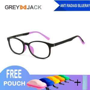 Grey Jack/Kacamata Anak Remaja Antiradiasi Blueray Komputer HP TV TR90 Bahan Lentur Fashion Anak Kekinian 8923