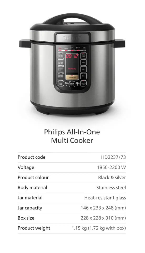 PHILIPS Viva Collection All-in-One Multicooker HD2237/73 Pre-Set