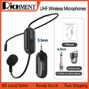 【🔥SG SELLER🔥】RICHMENTGADGET 2.4G 2 In 1 UHF Wireless Headset Microphone System Mic Headset Head Handheld Mic UHF 3 In 1 Detachable Dual Wireless Microphones 160ft (50M) Handheld Head-Wear Wireless Microphone for Teaching Speaker Voice Amplifier