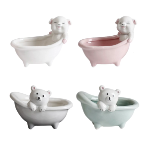 Pig/Bear Pot Flowerpot Garden Pot Ceramic Fleshy Pot Planter Holder for Home Office Desk Mini Ornament