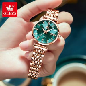 OLEVS 5536 Luxury High Grade Bright Multi Angular Glass Watch Ladies Temperament Small And Exquisite Waterproof Women Watch