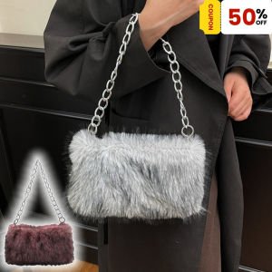 Belfoyer 【COD】กระเป๋าขนเทียม กระเป๋าถือผู้หญิง กระเป๋าไหล่โซ่ที่แฟชั่นกระเป๋ามือเหมาะสำหรับงานเลี้ยง