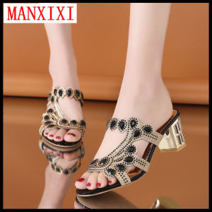 MANXIXI Fashion High Heels 2.36 Inches Flower Pearl Sandals For Women (35-41 Size)