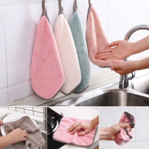 Absorbent Microfiber Kitchen Hangable Dish Cloth Cleaning Kitchen Towel Tools