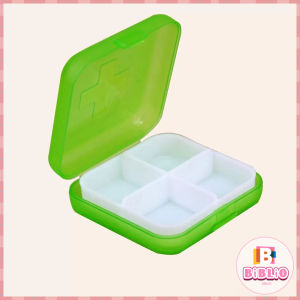 BIBLIO 4 Slot Medicine Box Mini Storage Box Colourful Family First Aid Drug Box Organiser
