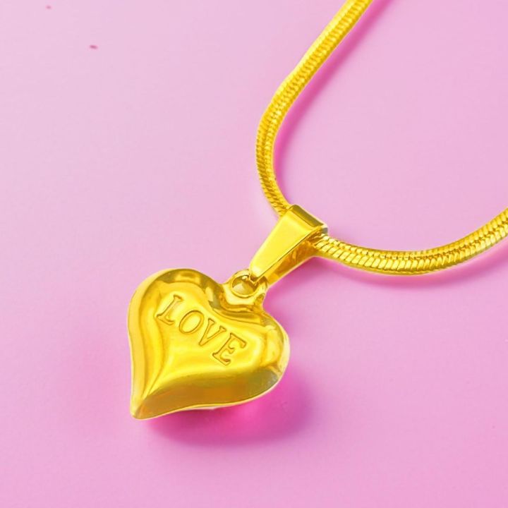 WS Stainless Heart Necklace For Women With Letter Love Puso