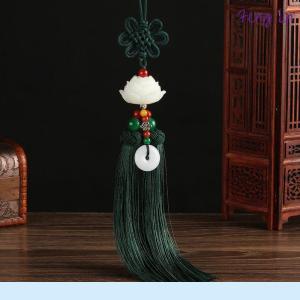 🔥🔥🔥fenglin Lotus Chinese Knot Car Ornament Auto Rearview Mirror Lotus Pendant Chinese Knot Hanging Rope Decoration Car Interior Accessories