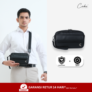CABS Pocket Elegan - Tas Selempang Pria Kulit Hitam Polos Serbaguna