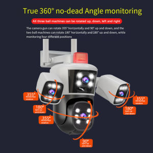 LLSEE 16MP 8K 4 lens 10x optical zoom waterproof CCTV outdoor WIFI phone connection IP camera PTZ control 360 smart camera motion tracking alarm color night vision two-way call