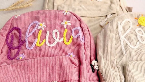 Cartoon Backpacks Japanese Styles Casual Daypacks Letter Travel Bag School Backpacks Corduroy Backpacks for Daily